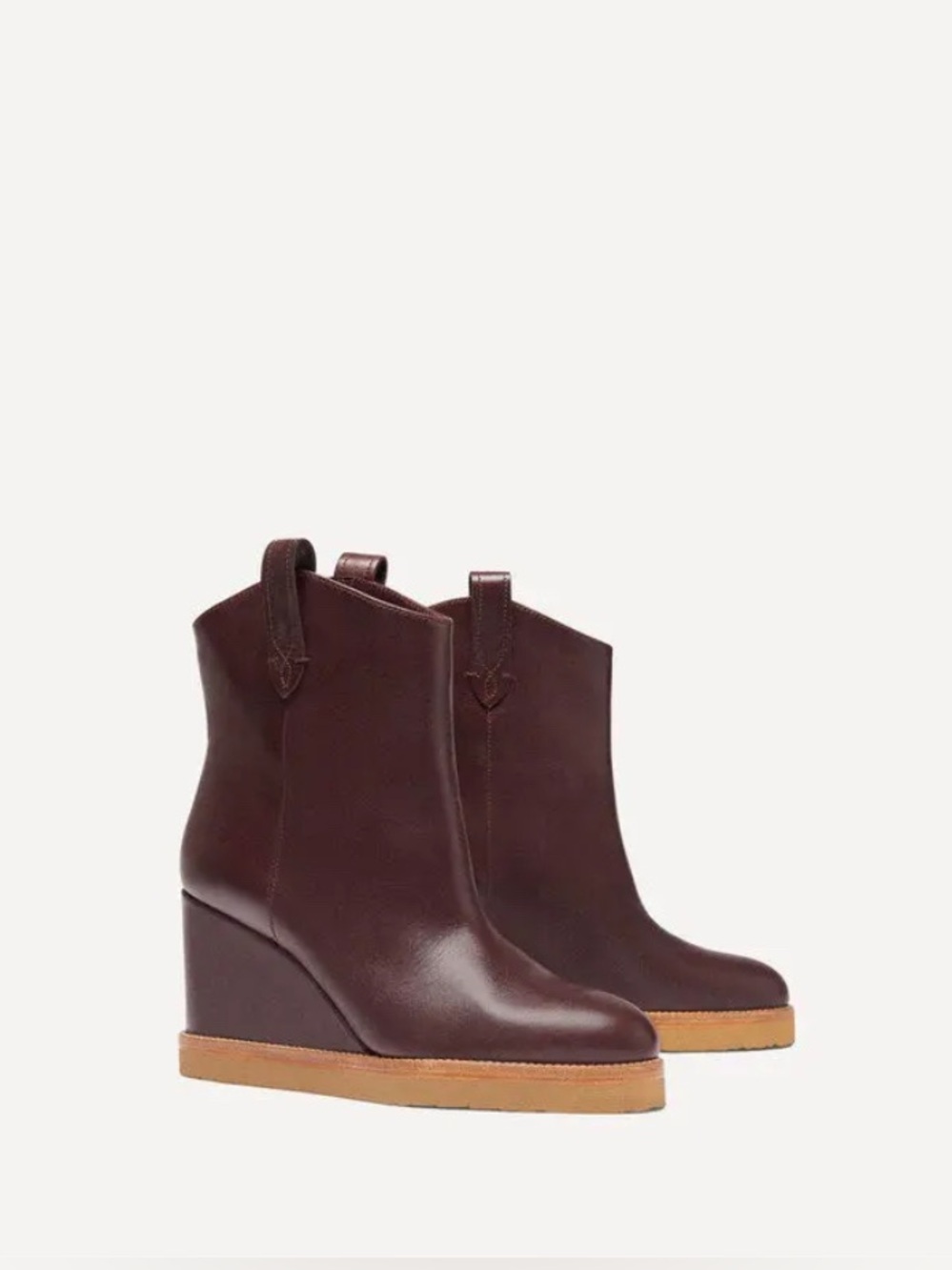 Ba&sh Christina Burgundy Leather Ankle Boots Shoes EU 39 US 9 Platform Wedge